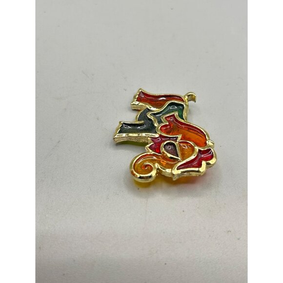 Colorful Elephant Brooch Poured Resin Pin Multicolor Animal Figural Jewelry - Picture 5 of 7